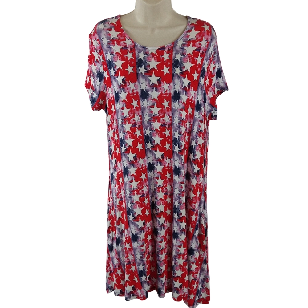 Riley And James Americana Red and White Star Print Midi Dress